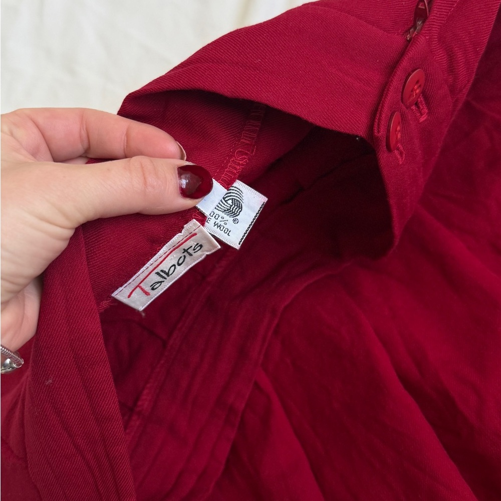 Talbots midi Pleated Skirt VTG 60s Soft Burgundy Red  %100 Wool size 10 - Picture 7 of 11